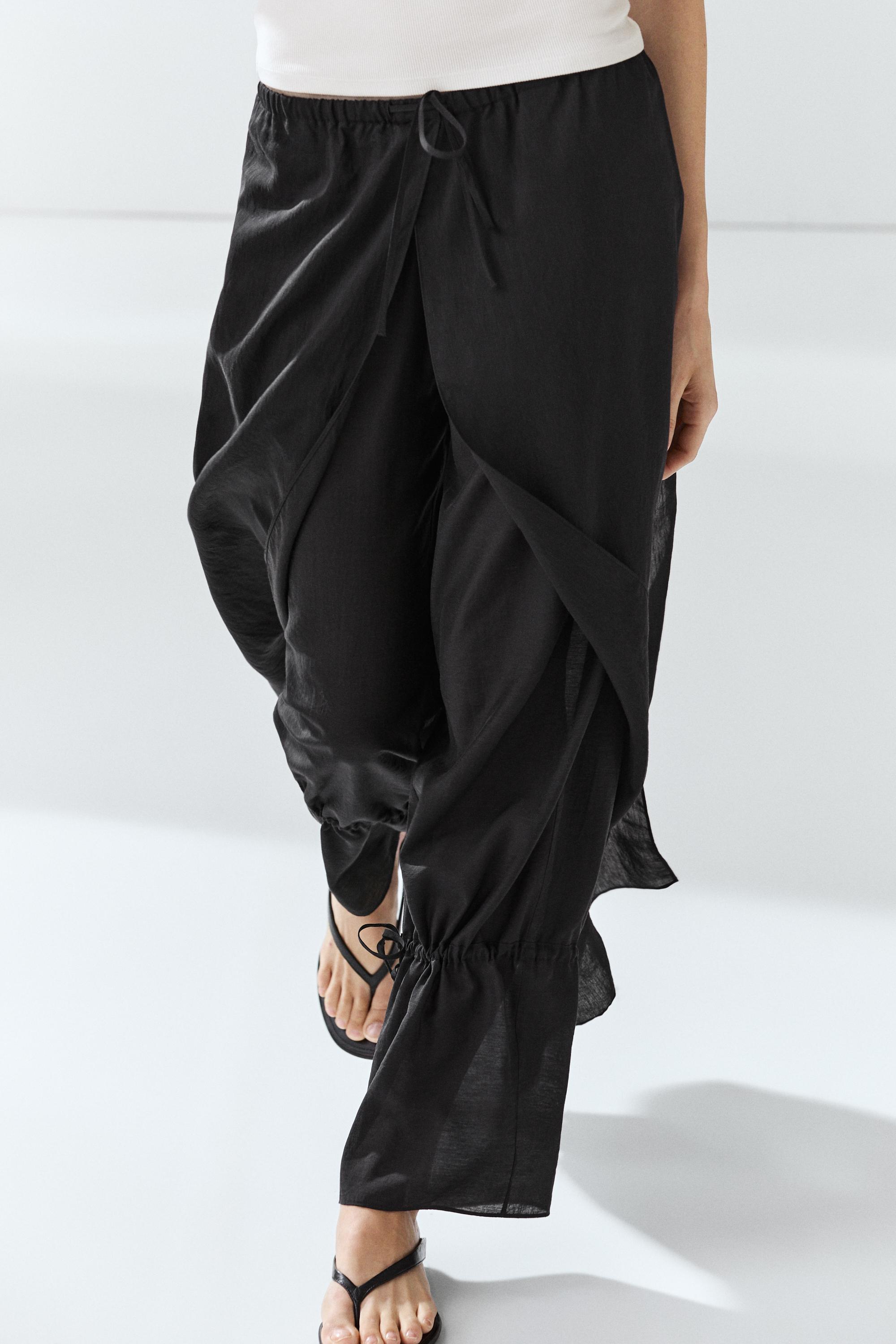 Double-layer pants with tie detail